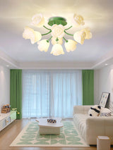 elegant-floral-rose-ceiling-light-fixture-for-romantic-bedroom-decor-white-and-green-finishes
