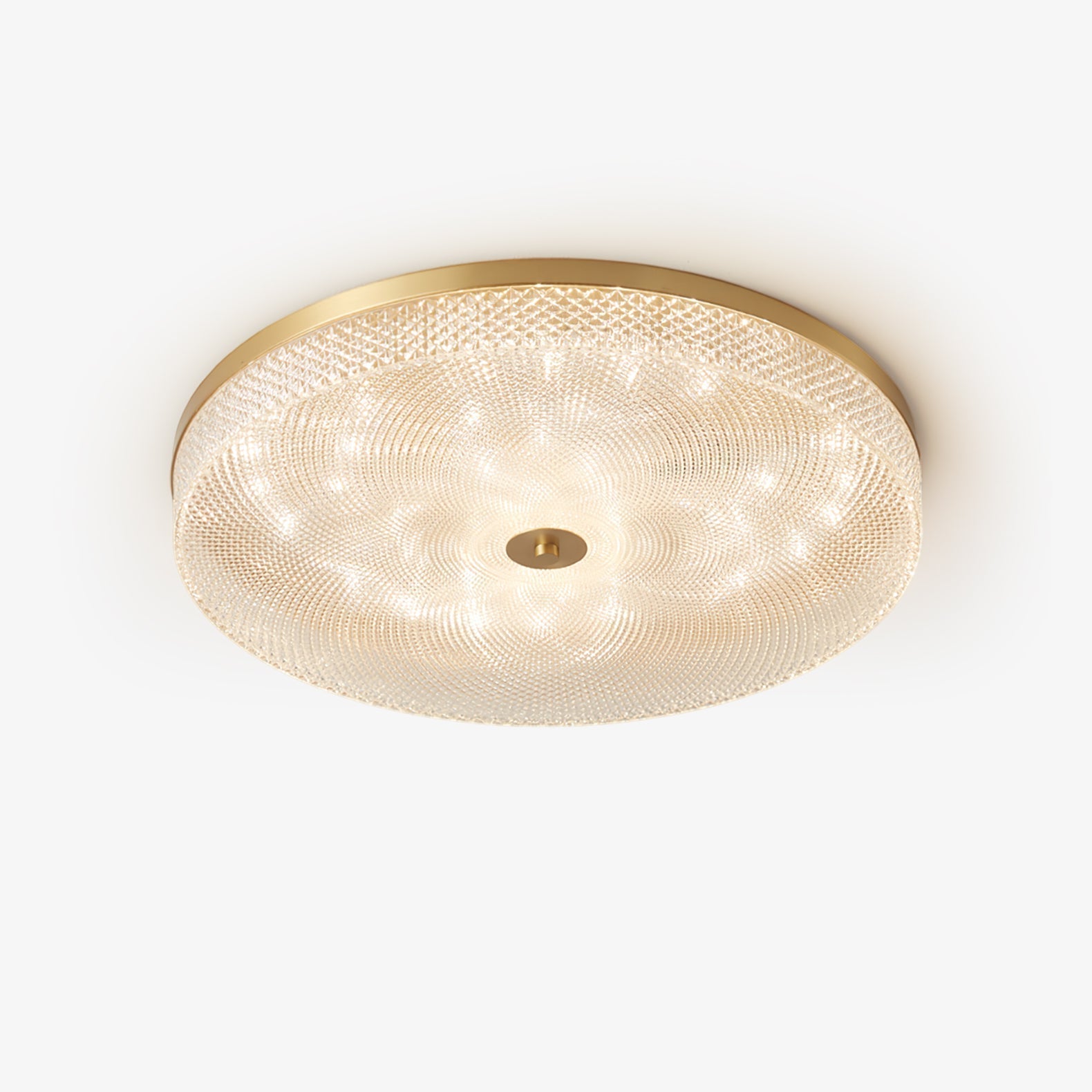 Modern Striped Glass Flush Mount Ceiling Light with Brass Finish and Integrated LED