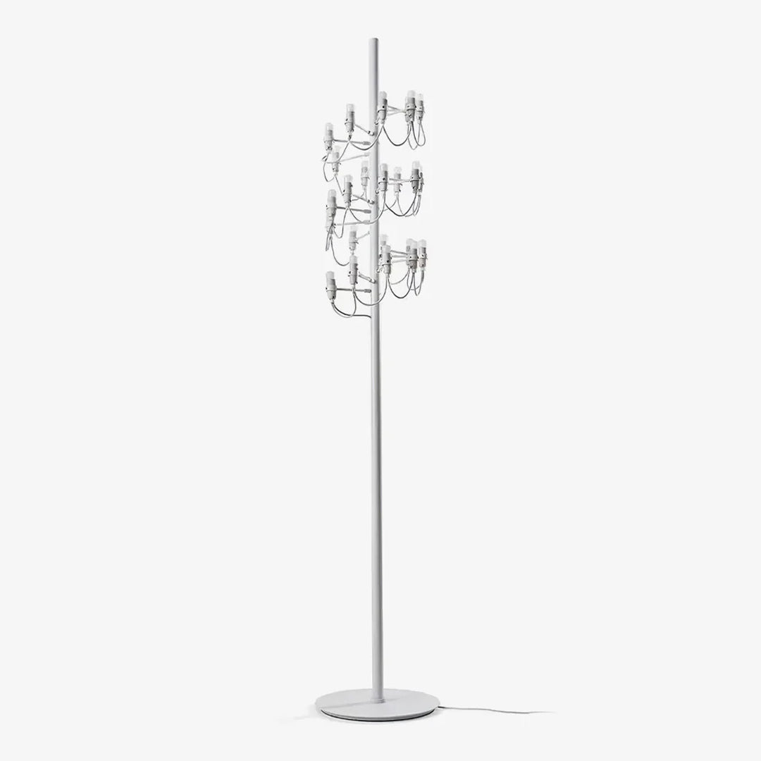 Modern Geometric Fruit Torchiere Floor Lamp with Polished Steel Structure Tall Standing Light