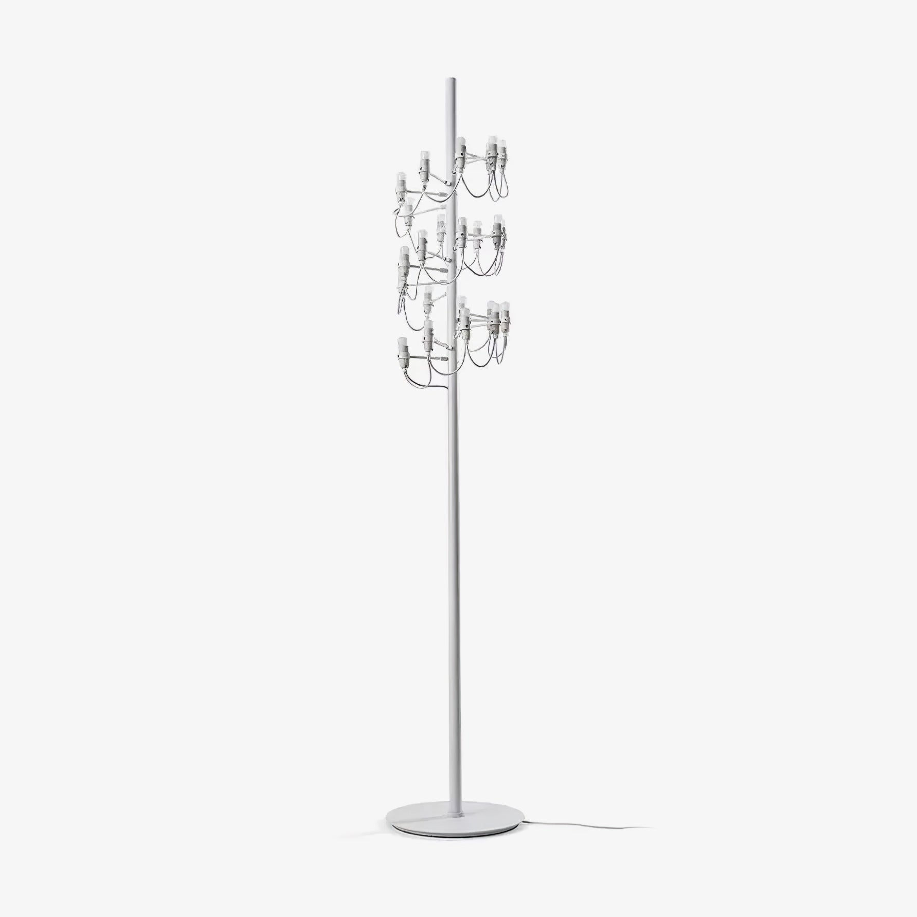 Modern Geometric Fruit Torchiere Floor Lamp with Polished Steel Structure Tall Standing Light
