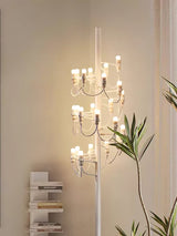 Modern Geometric Fruit Torchiere Floor Lamp with Polished Steel Structure Tall Standing Light
