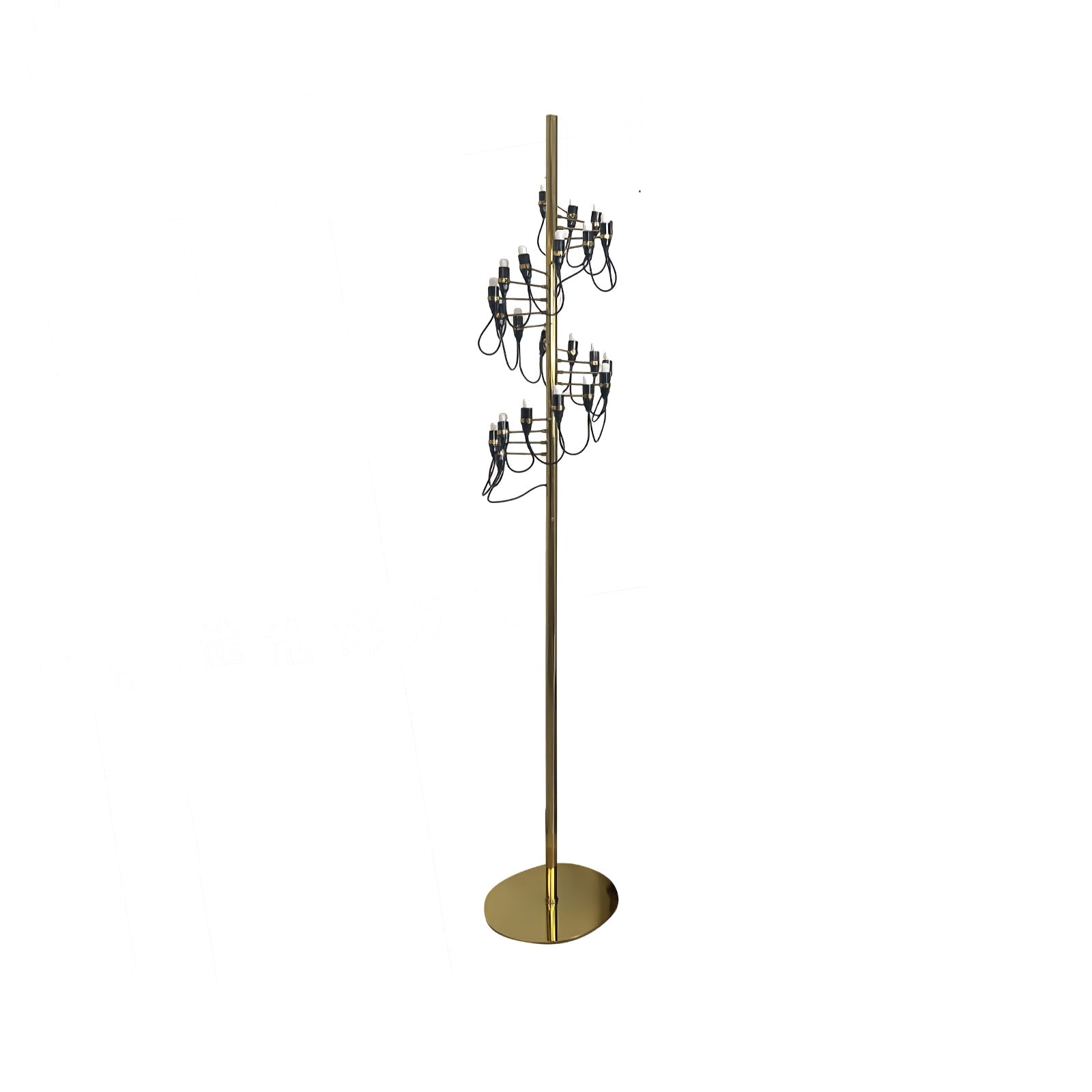 Modern Geometric Fruit Torchiere Floor Lamp with Polished Steel Structure Tall Standing Light