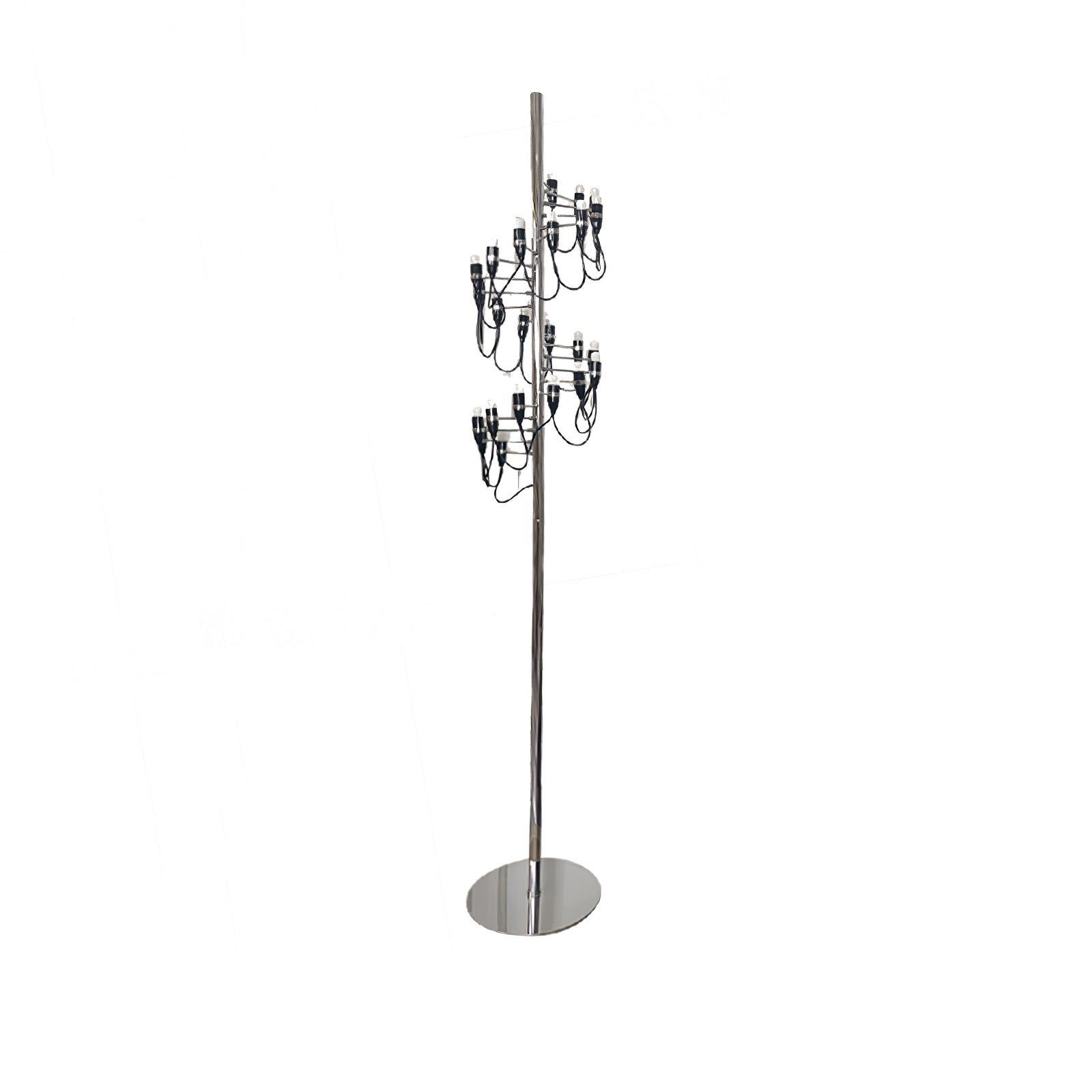 Modern Geometric Fruit Torchiere Floor Lamp with Polished Steel Structure Tall Standing Light