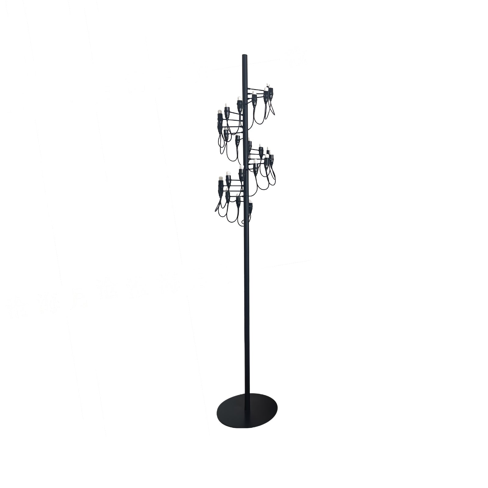 Modern Geometric Fruit Torchiere Floor Lamp with Polished Steel Structure Tall Standing Light