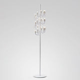Modern Geometric Fruit Torchiere Floor Lamp with Polished Steel Structure Tall Standing Light