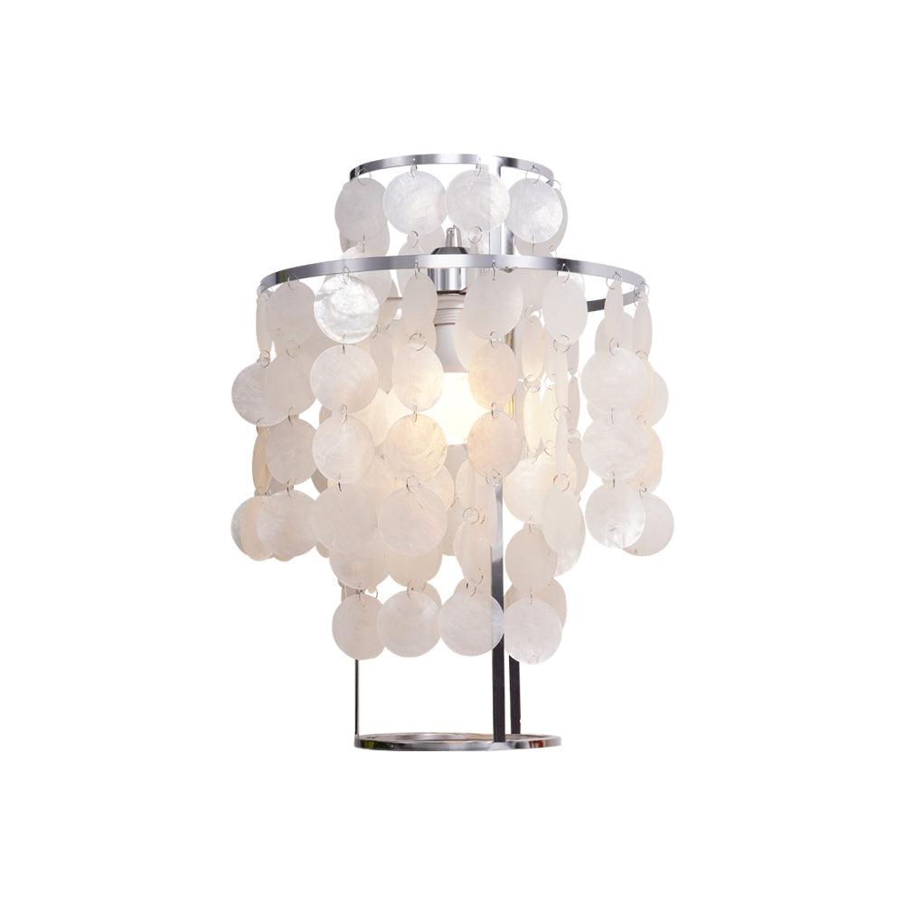 Natural Mother of Pearl Shell Table Lamp Round Coastal Bedside Light for Modern Interiors