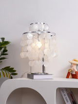 Natural Mother of Pearl Shell Table Lamp Round Coastal Bedside Light for Modern Interiors
