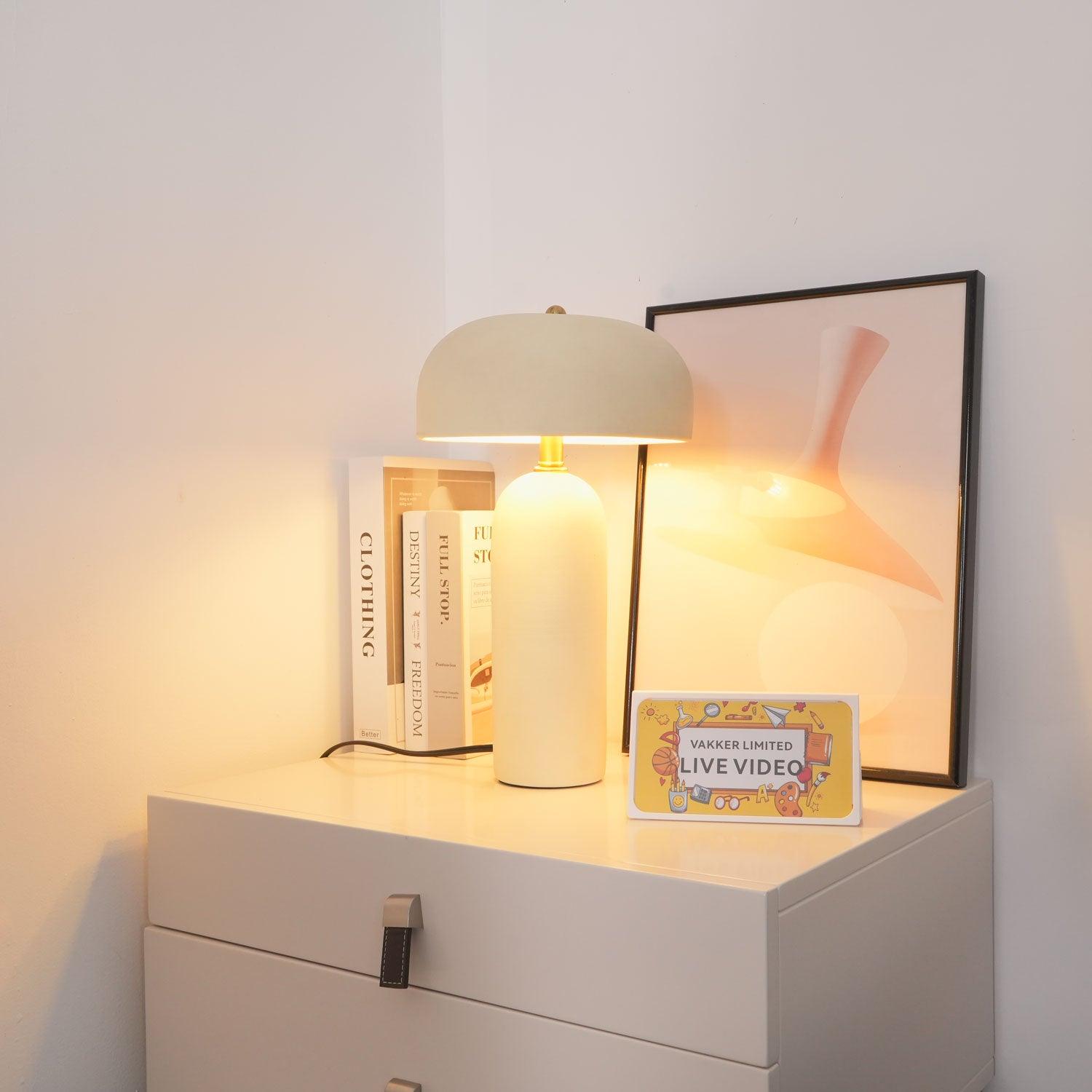 Modern Ceramic Mushroom Table Lamp Fungi Glow Bedside Light for Bedroom and Living Room