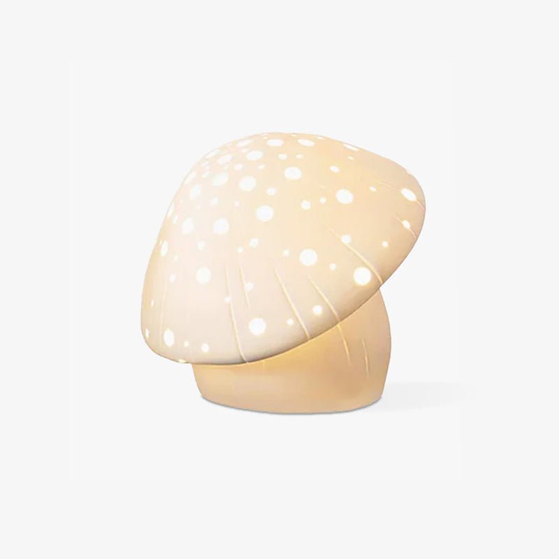 Modern Fungo White Ceramic Mushroom Table Lamp for Bedroom and Elegant Office Lighting Decor