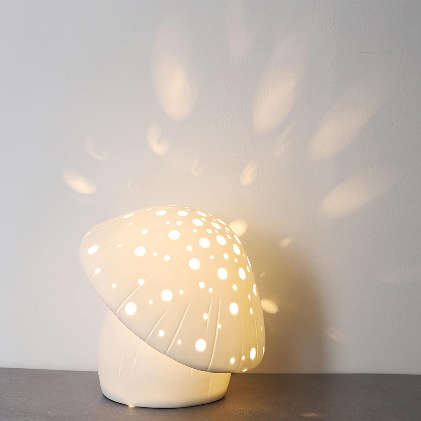 Modern Fungo White Ceramic Mushroom Table Lamp for Bedroom and Elegant Office Lighting Decor