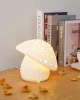 Modern Fungo White Ceramic Mushroom Table Lamp for Bedroom and Elegant Office Lighting Decor