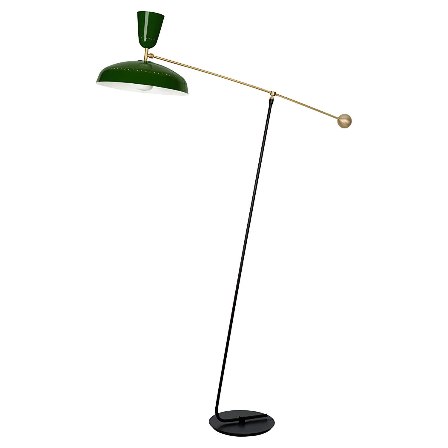 G1 Modern Brass Reading Floor Lamp with Dual Light Source and Adjustable Shade