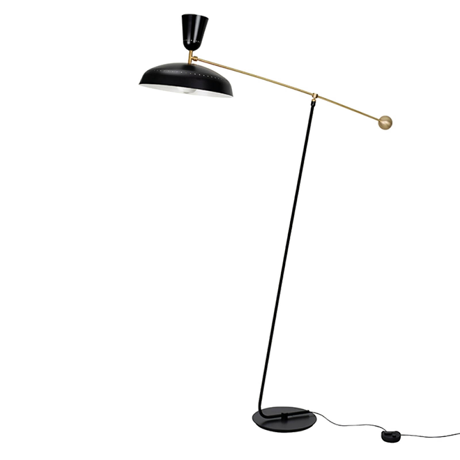 G1 Modern Brass Reading Floor Lamp with Dual Light Source and Adjustable Shade