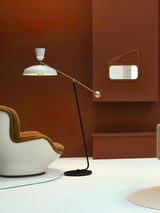G1 Modern Brass Reading Floor Lamp with Dual Light Source and Adjustable Shade