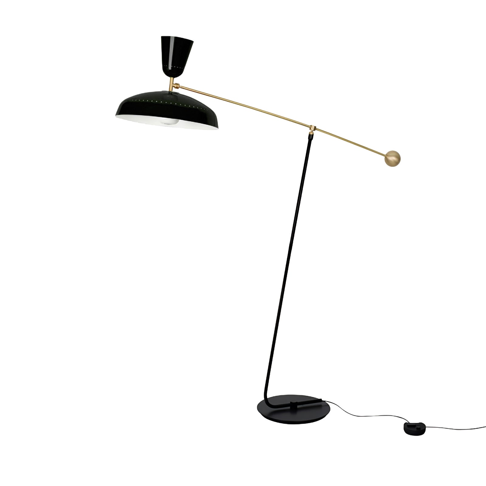 G1 Modern Brass Reading Floor Lamp with Dual Light Source and Adjustable Shade