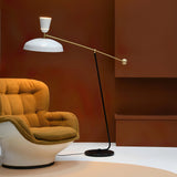 G1 Modern Brass Reading Floor Lamp with Dual Light Source and Adjustable Shade
