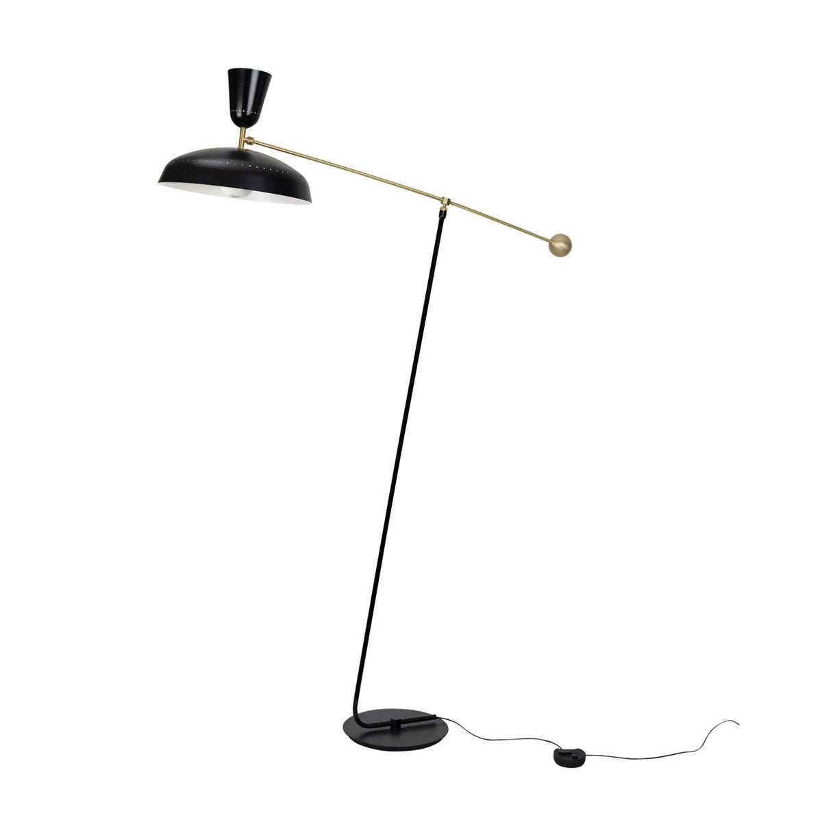 G1 Modern Brass Reading Floor Lamp with Dual Light Source and Adjustable Shade