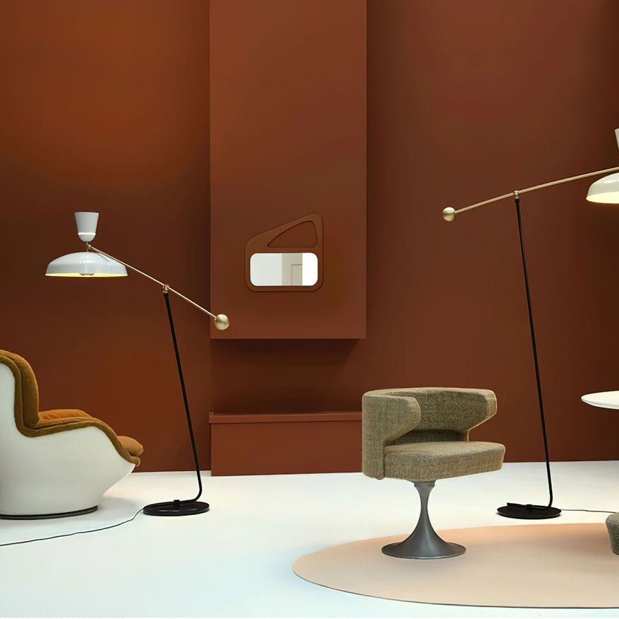 G1 Modern Brass Reading Floor Lamp with Dual Light Source and Adjustable Shade