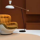 G1 Modern Brass Reading Floor Lamp with Dual Light Source and Adjustable Shade