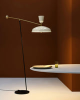 G1 Modern Brass Reading Floor Lamp with Dual Light Source and Adjustable Shade