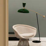 G1 Modern Brass Reading Floor Lamp with Dual Light Source and Adjustable Shade