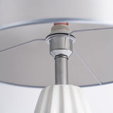 Elegant Fluted Ceramic Table Lamp with Linen Shade and Ribbed Body for Modern Nightstands