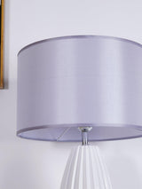 Elegant Fluted Ceramic Table Lamp with Linen Shade and Ribbed Body for Modern Nightstands