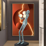 Modern Gentleman Sculpture Standing Floor Lamp with Glowing Glass Globes