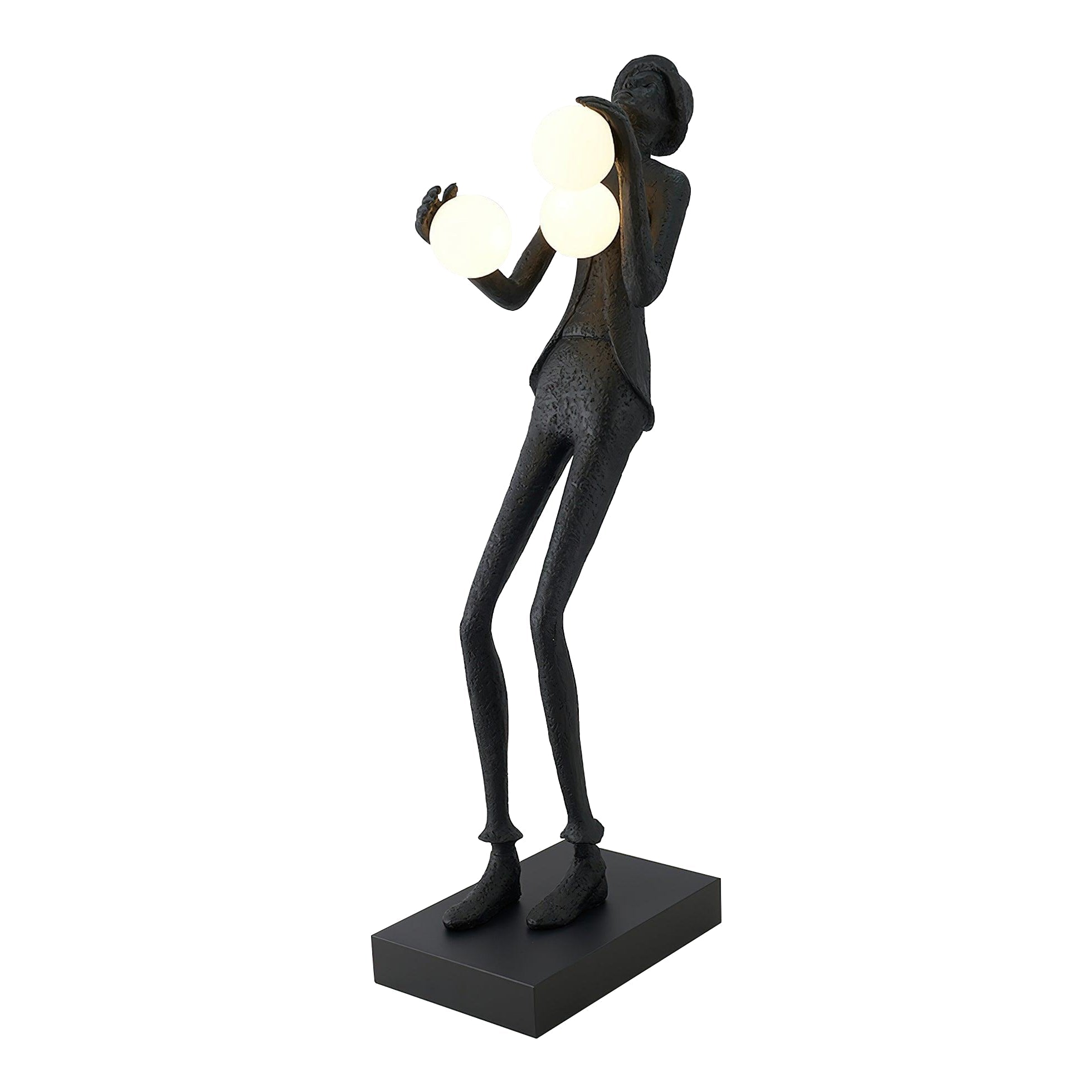 Modern Gentleman Sculpture Standing Floor Lamp with Glowing Glass Globes
