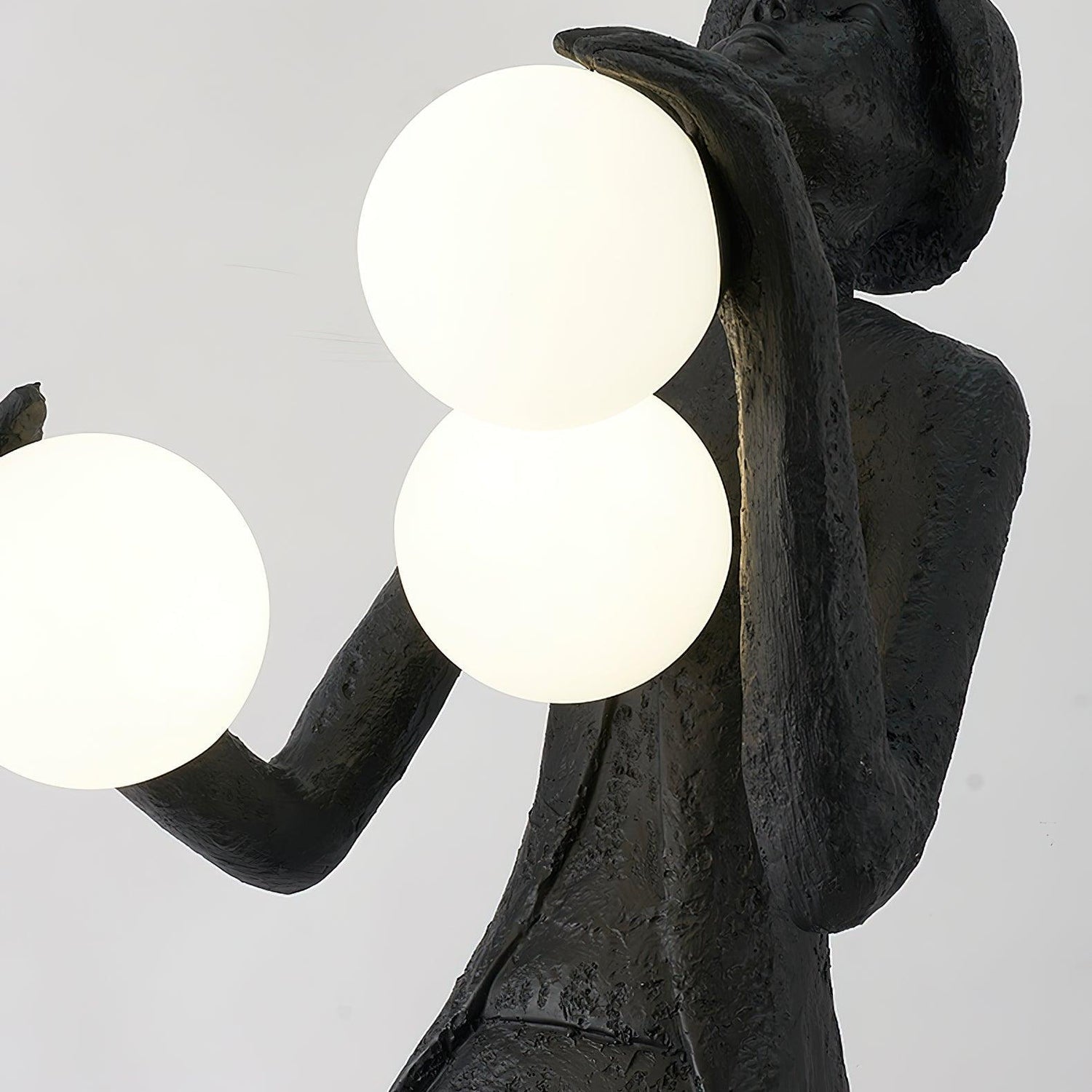 Modern Gentleman Sculpture Standing Floor Lamp with Glowing Glass Globes
