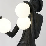 Modern Gentleman Sculpture Standing Floor Lamp with Glowing Glass Globes