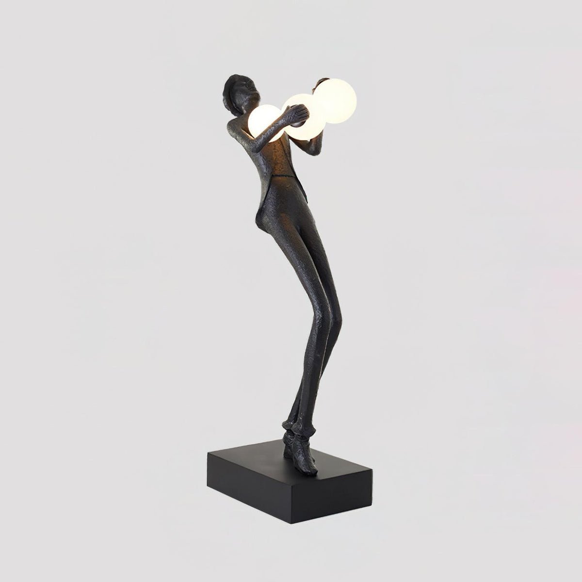 Modern Gentleman Sculpture Standing Floor Lamp with Glowing Glass Globes