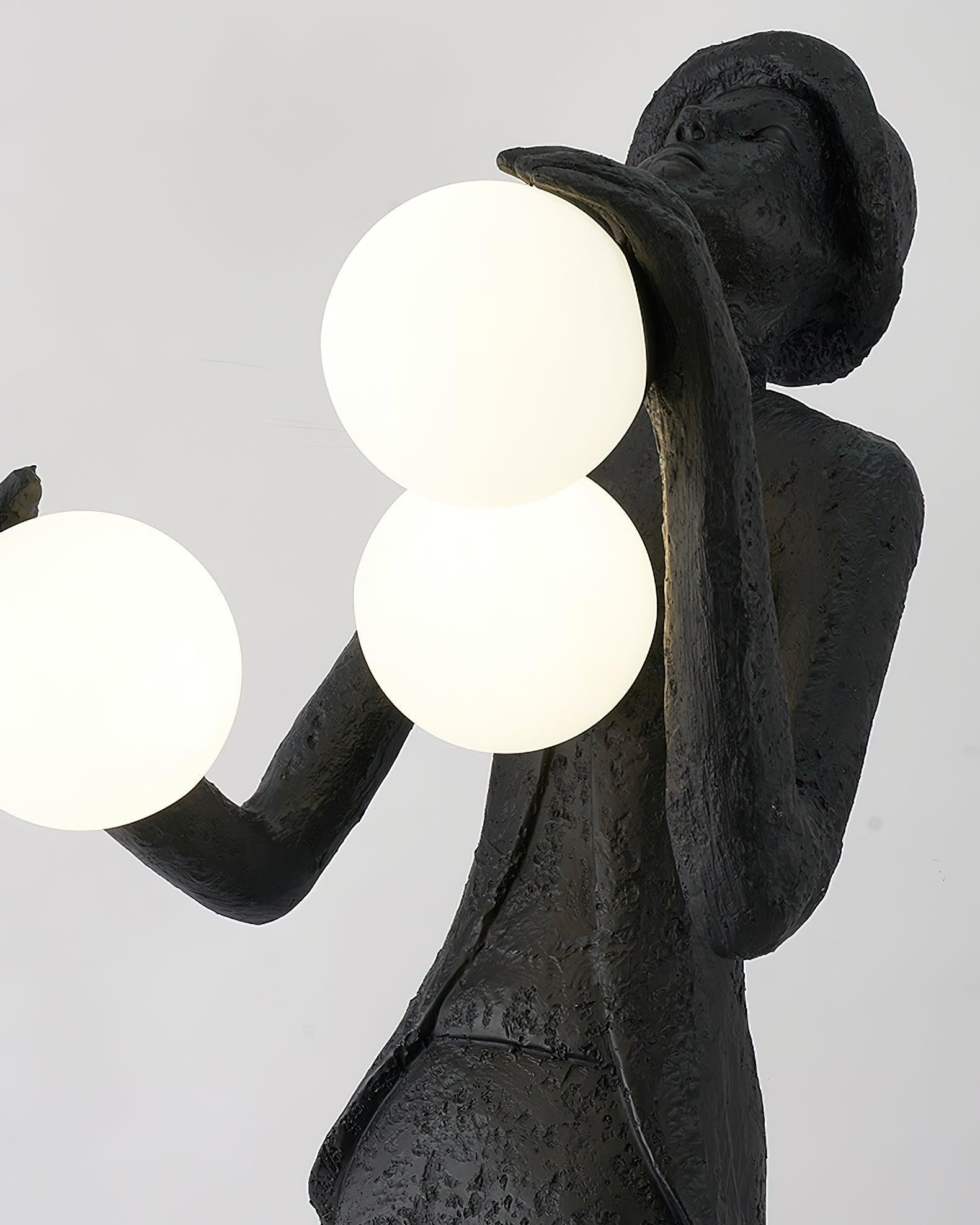 Modern Gentleman Sculpture Standing Floor Lamp with Glowing Glass Globes