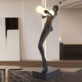 Modern Gentleman Sculpture Standing Floor Lamp with Glowing Glass Globes