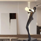 Modern Gentleman Sculpture Standing Floor Lamp with Glowing Glass Globes