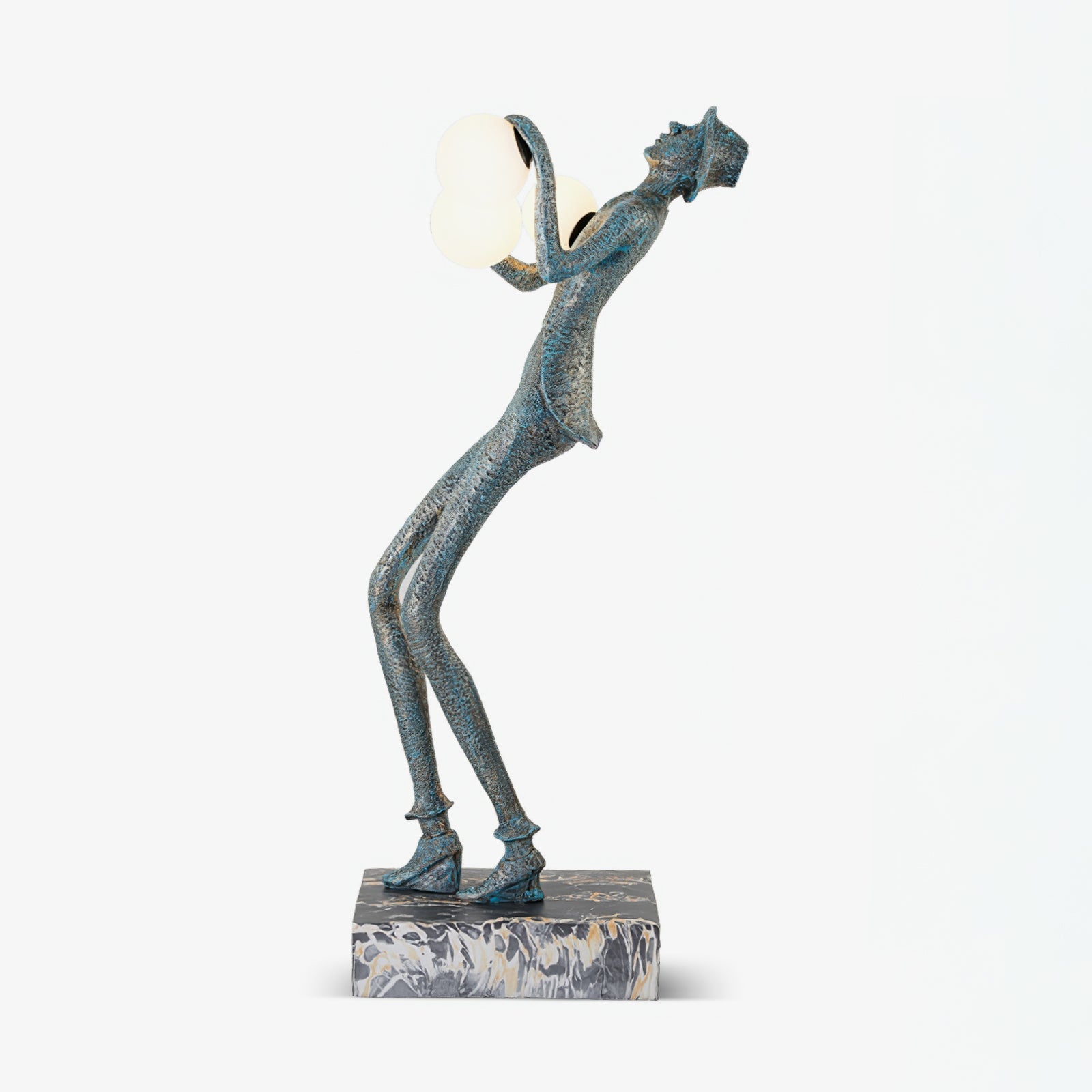 Modern Gentleman Sculpture Standing Floor Lamp with Glowing Glass Globes