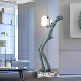 Modern Gentleman Sculpture Standing Floor Lamp with Glowing Glass Globes