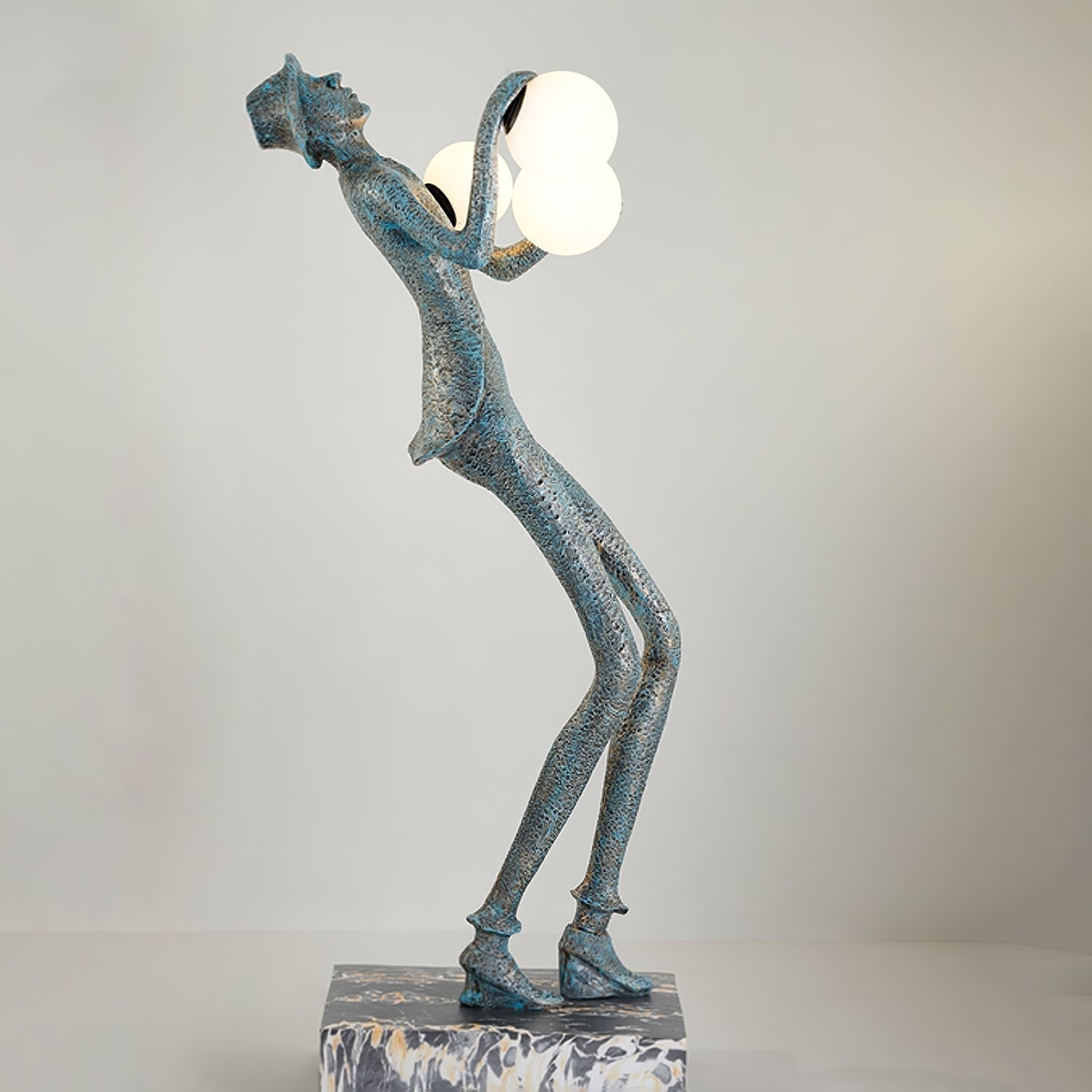 Modern Gentleman Sculpture Standing Floor Lamp with Glowing Glass Globes