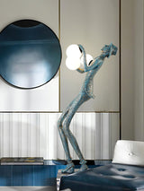 Modern Gentleman Sculpture Standing Floor Lamp with Glowing Glass Globes