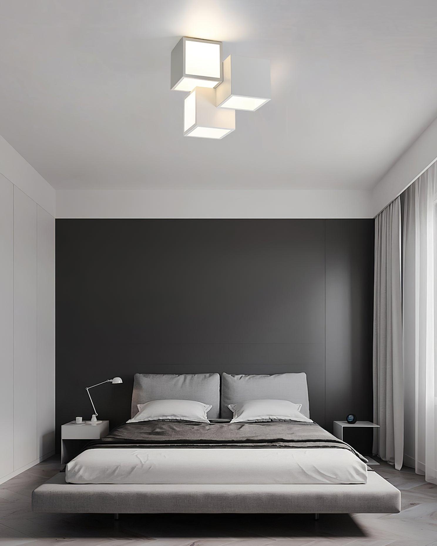Contemporary Geometric LED Flush Mount Ceiling Lamp for Modern Living Room and Bedroom