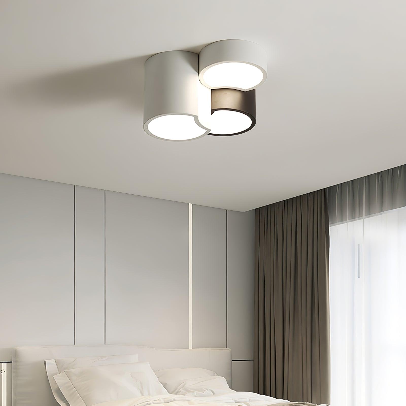 Modern Geometric LED Flush Mount Ceiling Light with 3 Color Dimming for Contemporary Decor