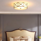 Modern Geometric Glass Flush Mount Ceiling Light Brass Gold Finish Mid Century Lighting