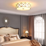 Modern Geometric Glass Flush Mount Ceiling Light Brass Gold Finish Mid Century Lighting