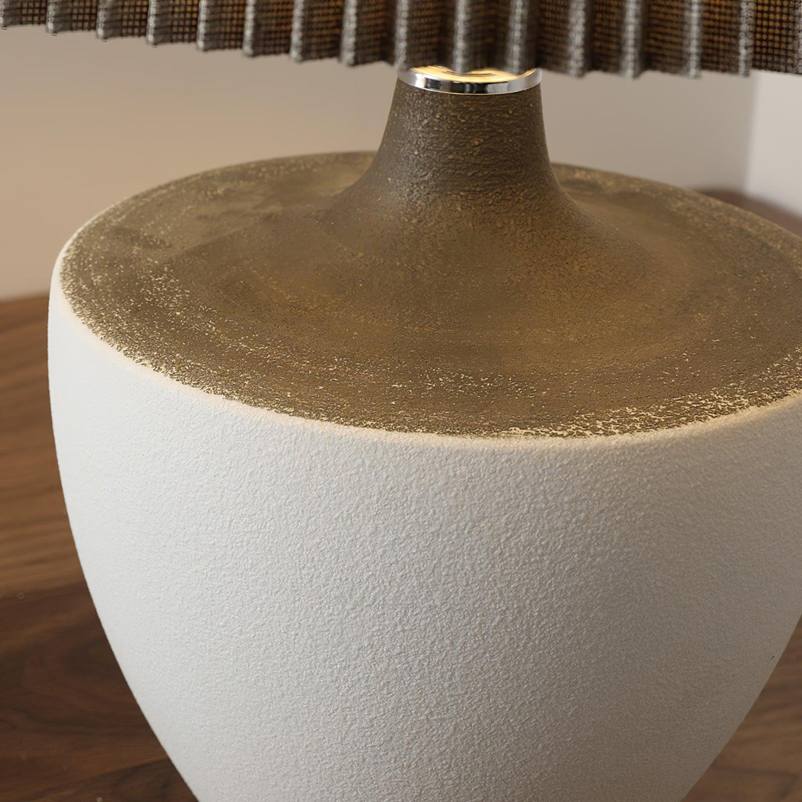 Modern Ceramic Ghassan Table Lamp with Grey Fabric Shade for Bedroom and Living Room