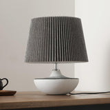 Modern Ceramic Ghassan Table Lamp with Grey Fabric Shade for Bedroom and Living Room
