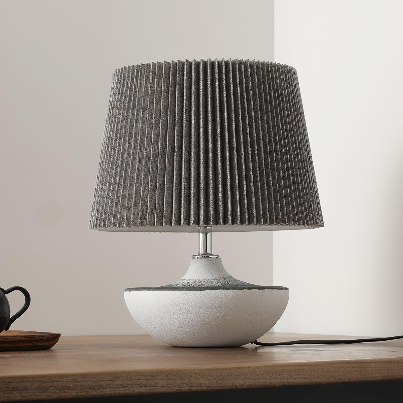 Modern Ceramic Ghassan Table Lamp with Grey Fabric Shade for Bedroom and Living Room