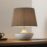 Modern Ceramic Ghassan Table Lamp with Grey Fabric Shade for Bedroom and Living Room