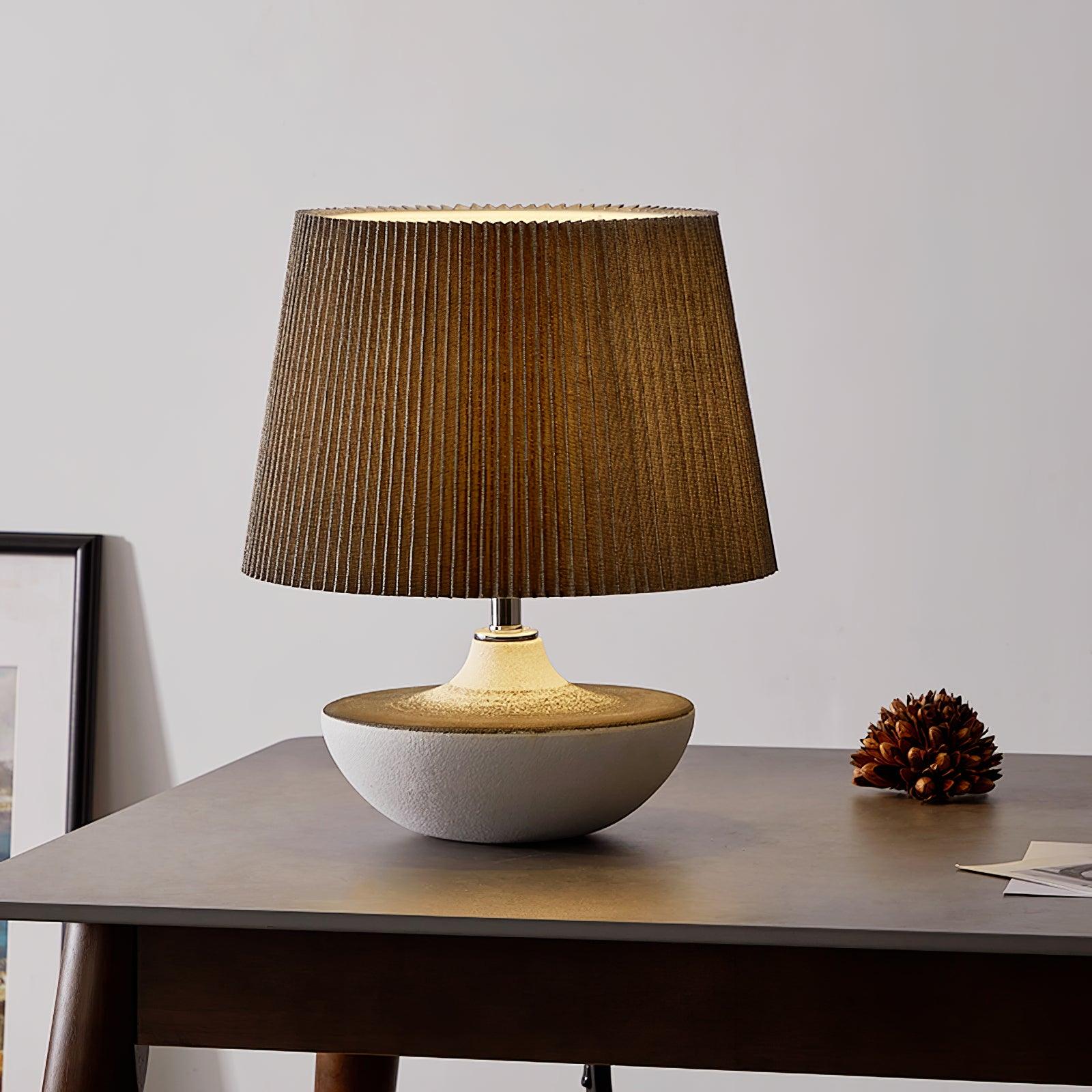 Modern Ceramic Ghassan Table Lamp with Grey Fabric Shade for Bedroom and Living Room