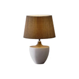 Modern Ceramic Ghassan Table Lamp with Grey Fabric Shade for Bedroom and Living Room