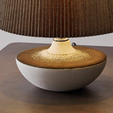 Modern Ceramic Ghassan Table Lamp with Grey Fabric Shade for Bedroom and Living Room